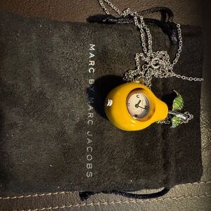 Marc Jacobs Yellow Pear Pendant Necklace with Clock